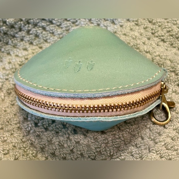 Portland Leather Goods Mint Green Fortune Cookie Pouch Bag Organizer Keychain - Picture 8 of 16